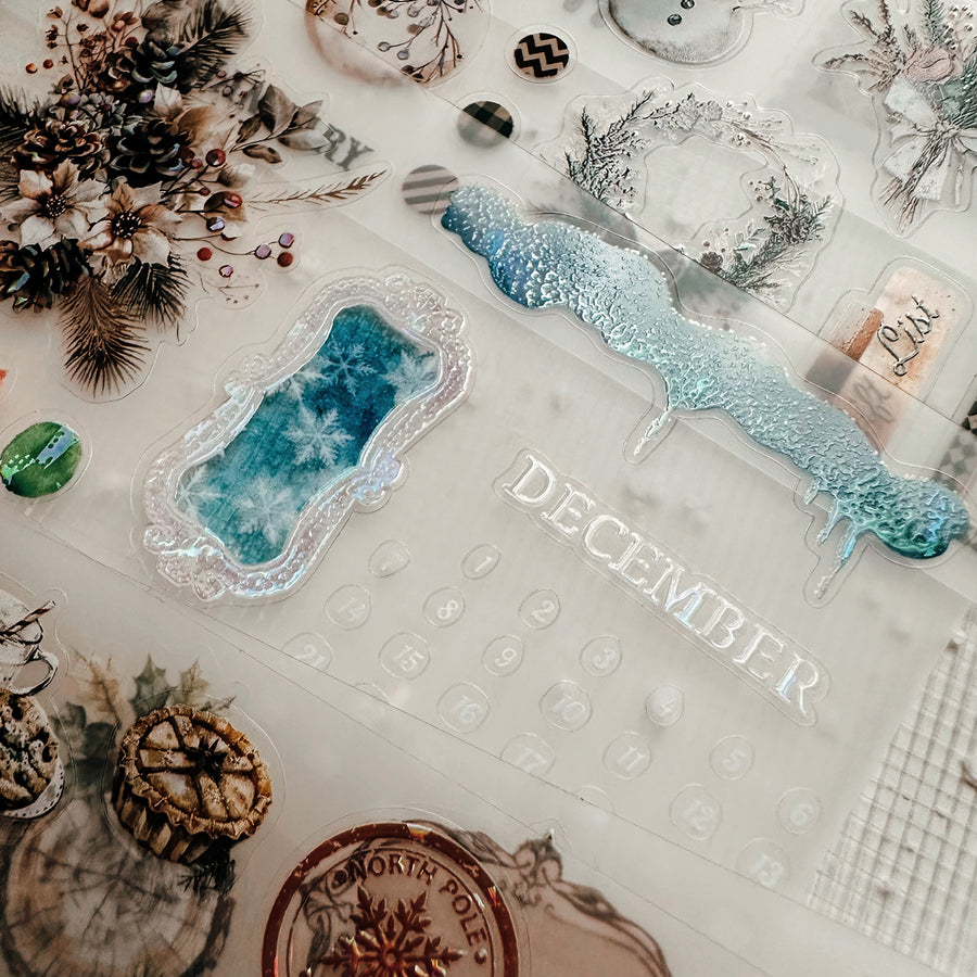 Journal Pages kiss-cut Mother-of-pearl crystal tape - Cozy Christmas