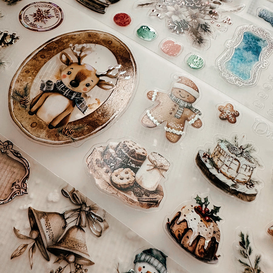 Journal Pages kiss-cut Mother-of-pearl crystal tape - Cozy Christmas