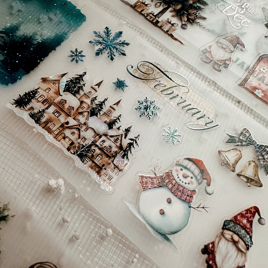 Journal Pages kiss-cut Mother-of-pearl crystal tape - Cozy Christmas