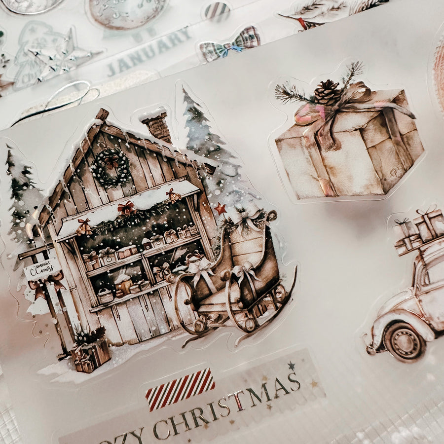 Journal Pages kiss-cut Mother-of-pearl crystal tape - Cozy Christmas