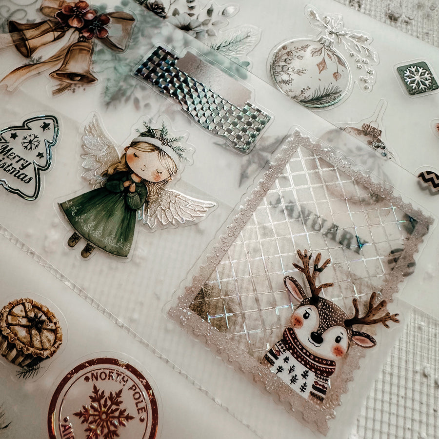 Journal Pages kiss-cut Mother-of-pearl crystal tape - Cozy Christmas