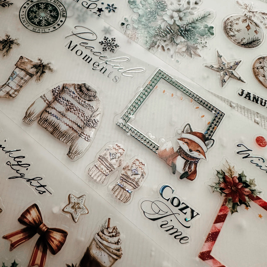 Journal Pages kiss-cut Mother-of-pearl crystal tape - Cozy Christmas