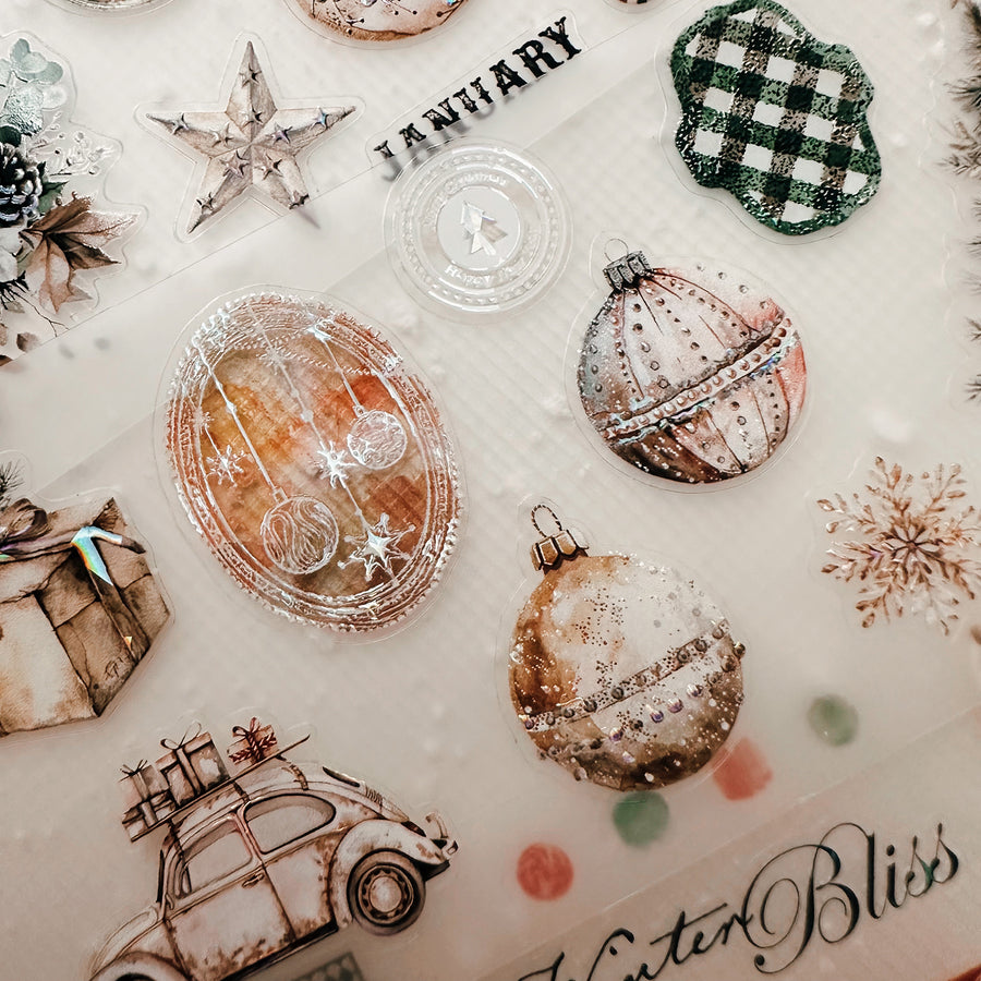 Journal Pages kiss-cut Mother-of-pearl crystal tape - Cozy Christmas