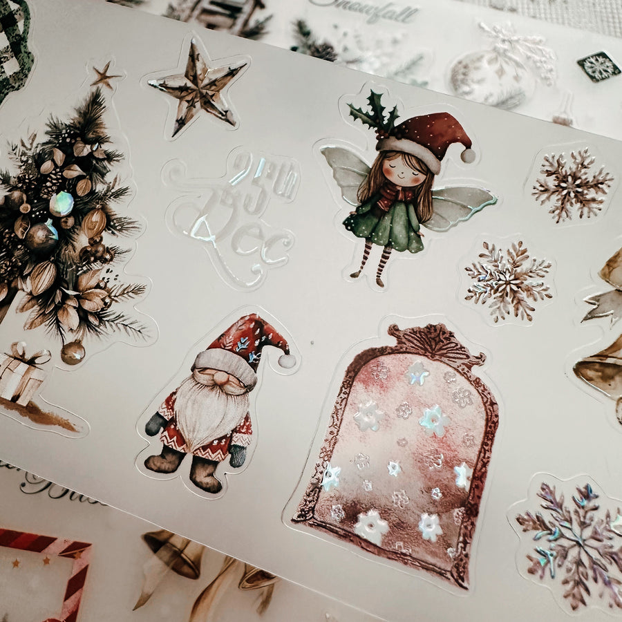 Journal Pages kiss-cut Mother-of-pearl crystal tape - Cozy Christmas