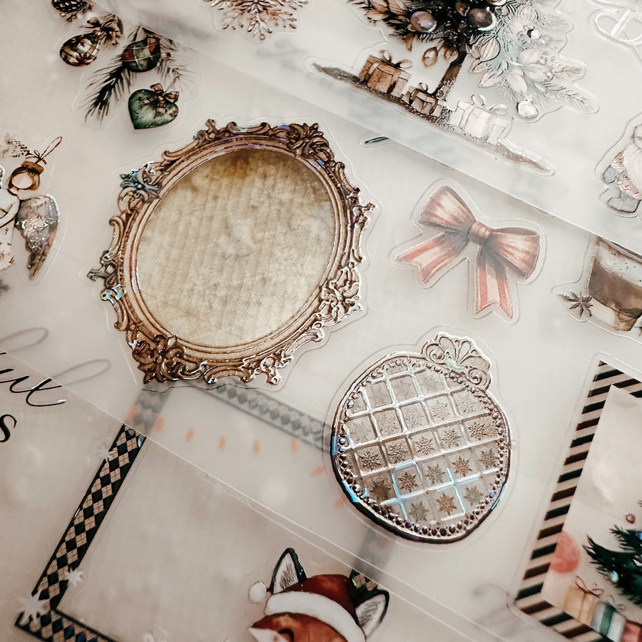 Journal Pages kiss-cut Mother-of-pearl crystal tape - Cozy Christmas