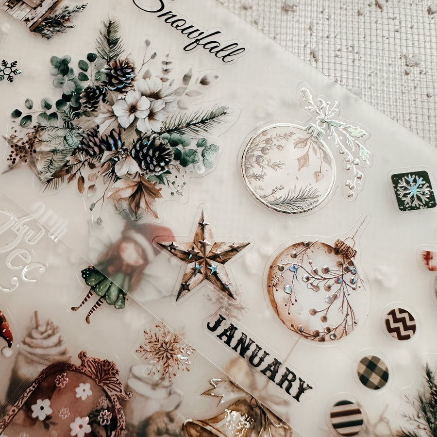 Journal Pages kiss-cut Mother-of-pearl crystal tape - Cozy Christmas