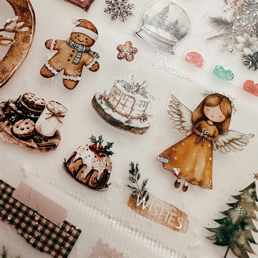 Journal Pages kiss-cut Mother-of-pearl crystal tape - Cozy Christmas