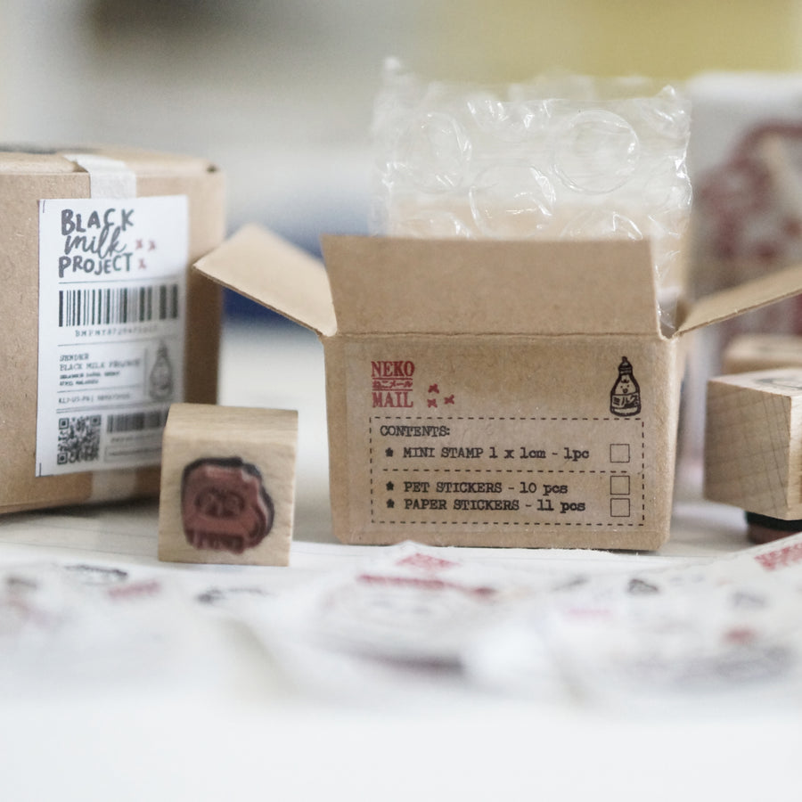 Black Milk Project Neko Mail - Mini Box with PET Stickers + Rubber Stamp Set