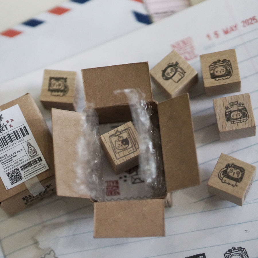 Black Milk Project Neko Mail - Mini Box with PET Stickers + Rubber Stamp Set