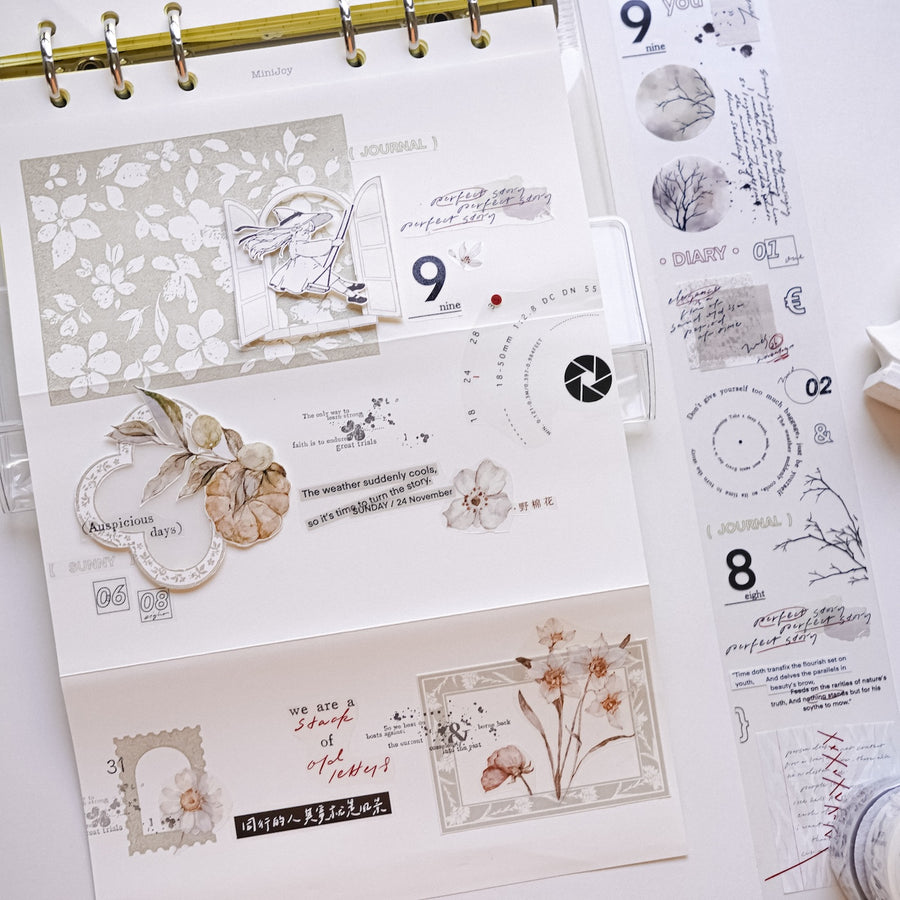 Jennyuanzi 《Sepia Letters》 Pet Tape / Washi tape