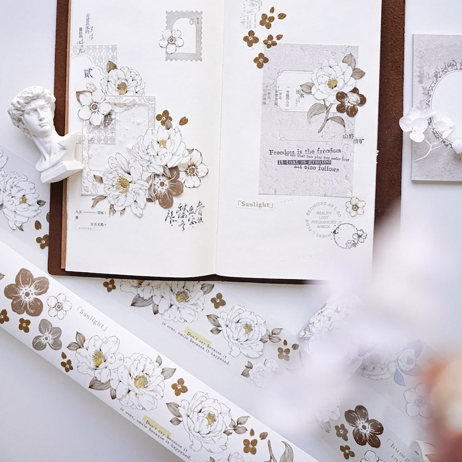 Jennyuanzi 《Misty White Camellia》 Pet Tape / Washi tape