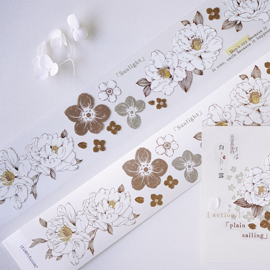Jennyuanzi 《Misty White Camellia》 Pet Tape / Washi tape