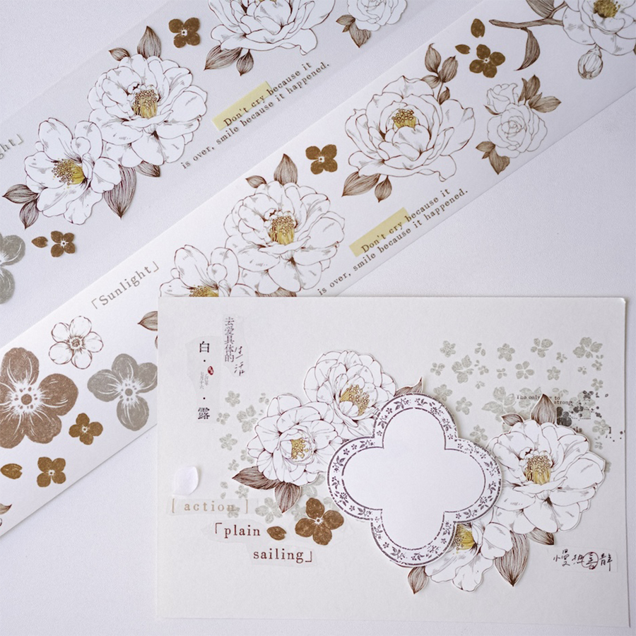Jennyuanzi 《Misty White Camellia》 Pet Tape / Washi tape