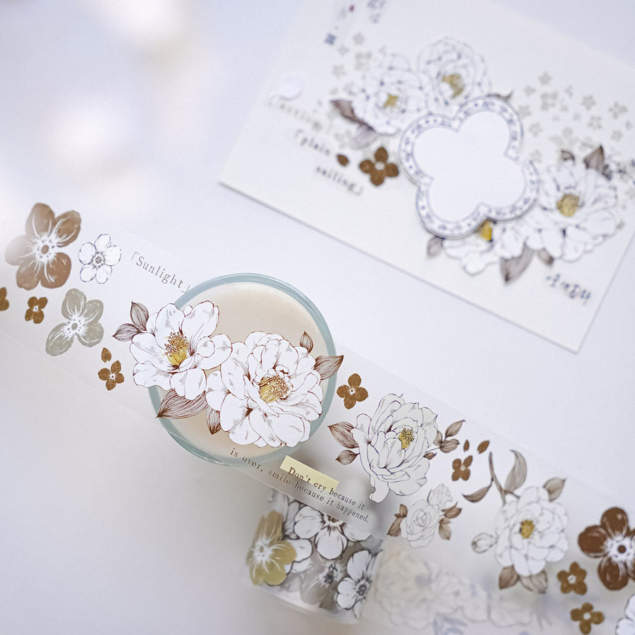 Jennyuanzi 《Misty White Camellia》 Pet Tape / Washi tape