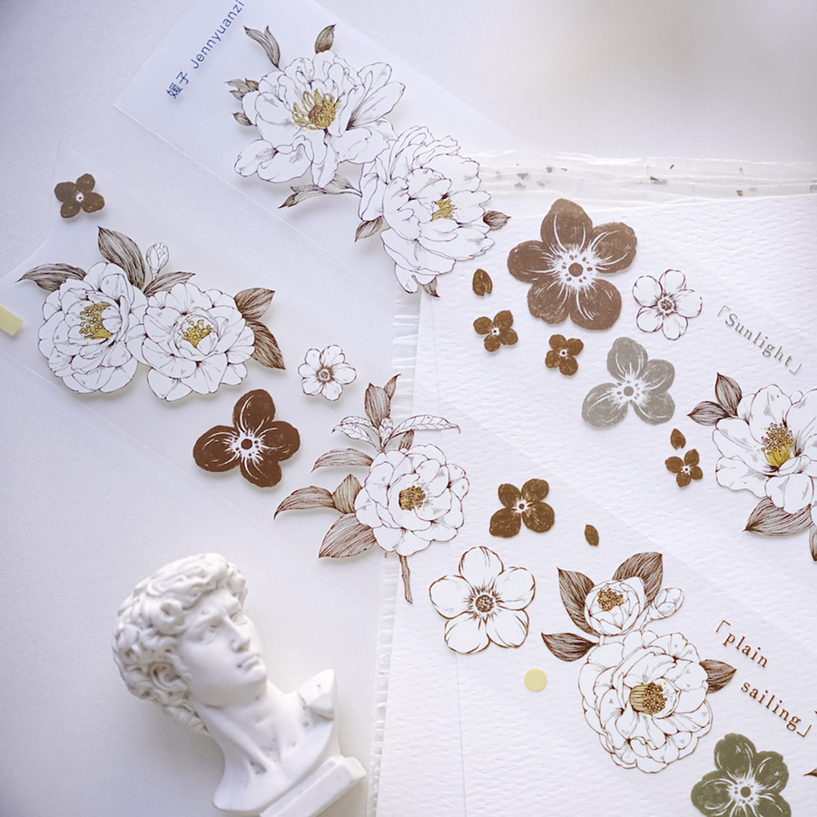 Jennyuanzi 《Misty White Camellia》 Pet Tape / Washi tape