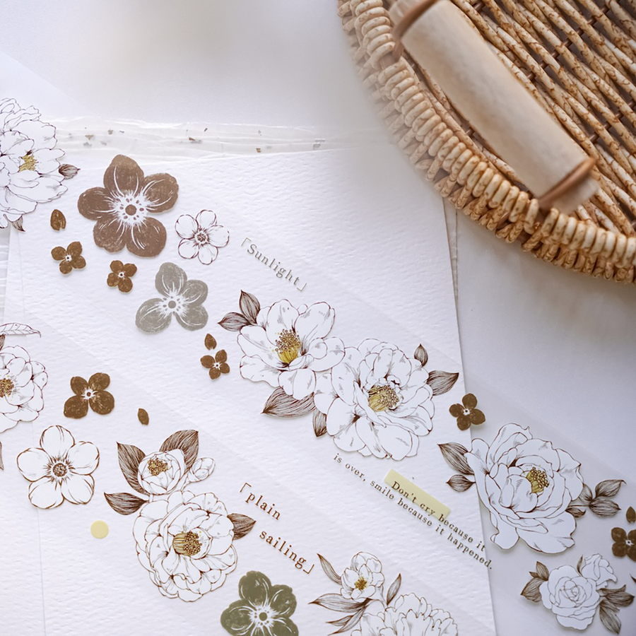 Jennyuanzi 《Misty White Camellia》 Pet Tape / Washi tape