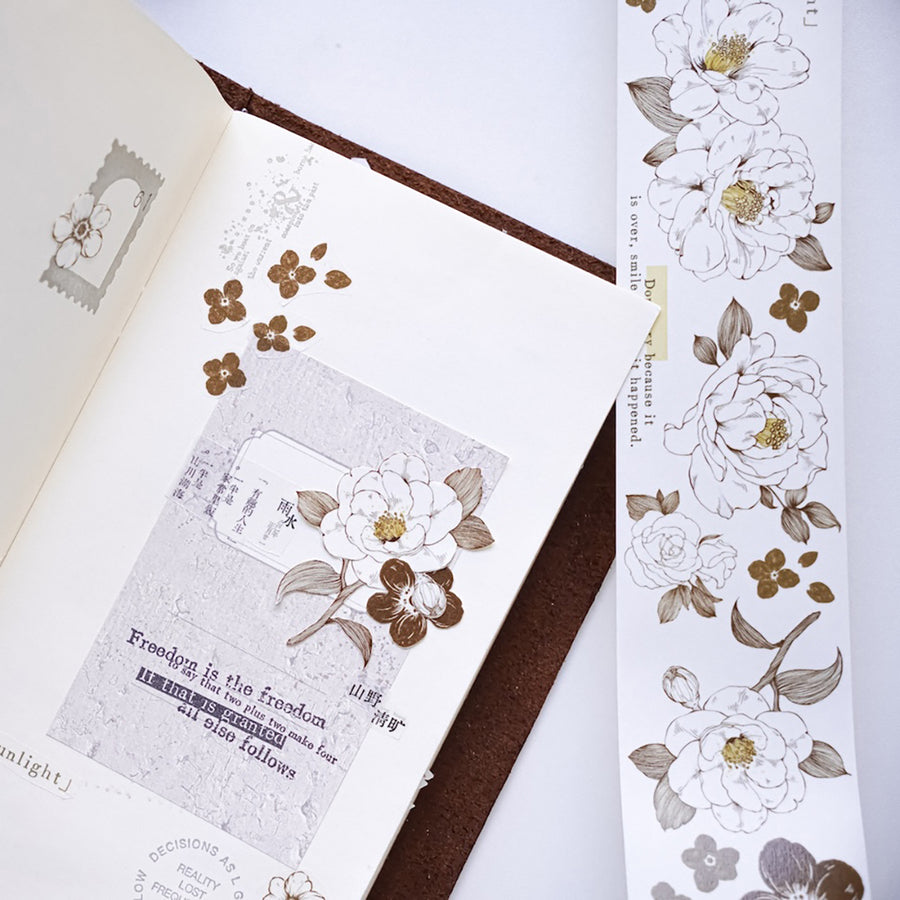 Jennyuanzi 《Misty White Camellia》 Pet Tape / Washi tape