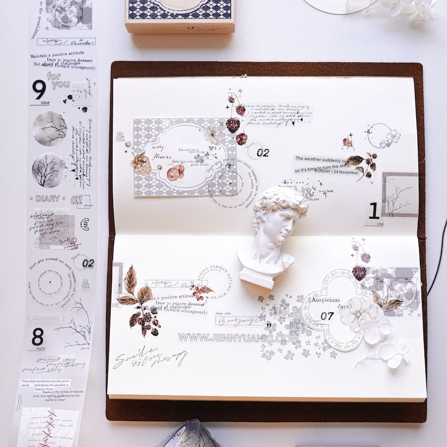 Jennyuanzi 《Sepia Letters》 Pet Tape / Washi tape