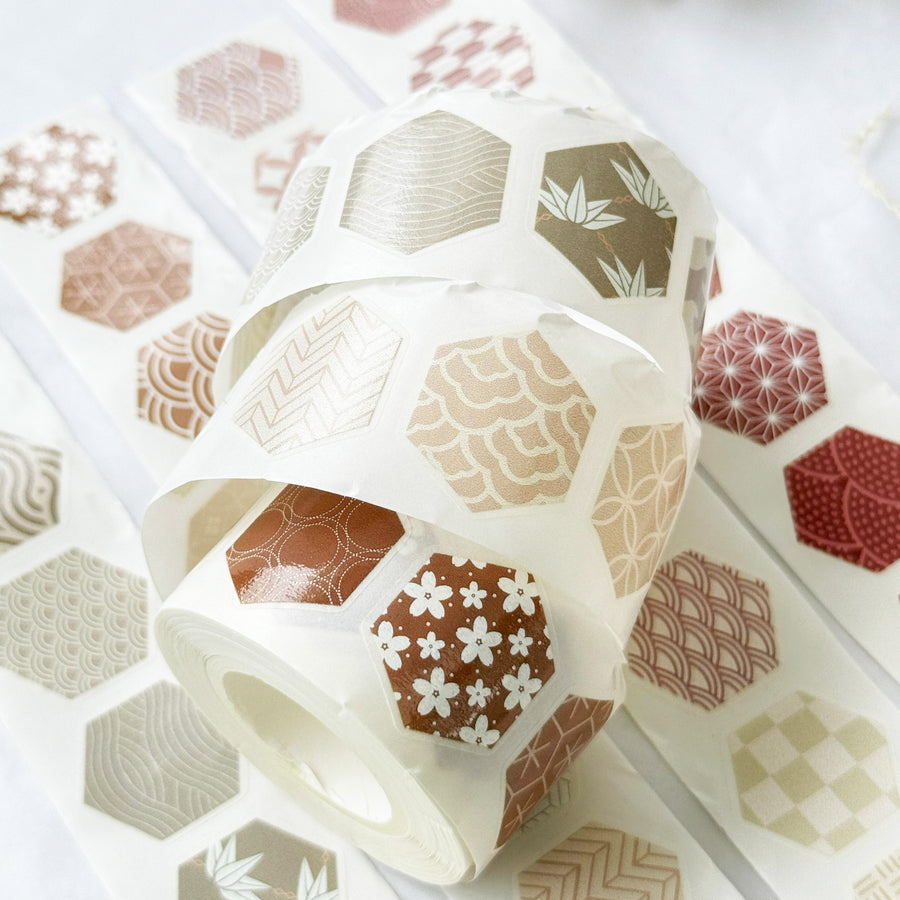 Manjusaka Hexagon die cut Japanese Washi Tape - Tea