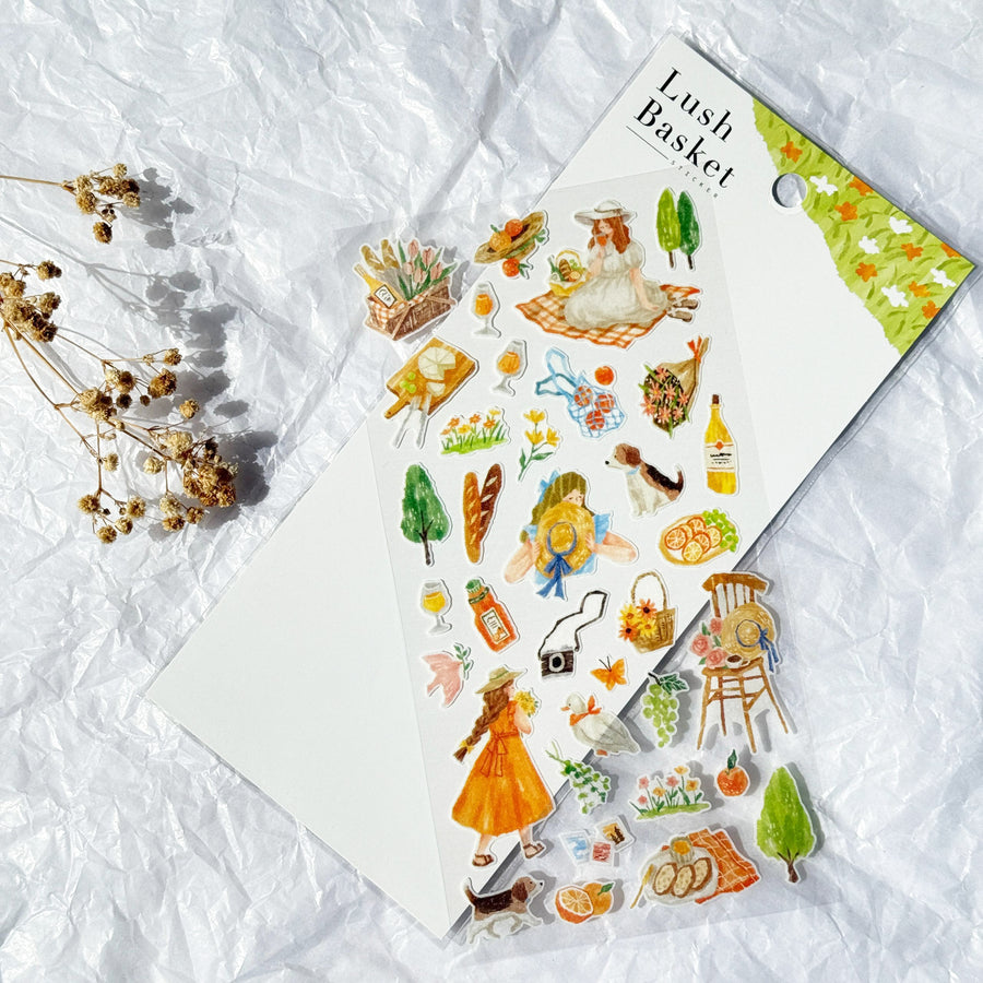 Mind Wave Lush Basket Sticker - Golden Harvest Picnic