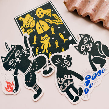 Sycolexxx Ugly Cats - letterpress Decorative Card