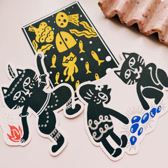Sycolexxx Ugly Cats - letterpress Decorative Card