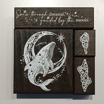 Stationerylovermarket x Yusworld Rubber Stamp - Whale of the Moon (4 in 1 Set)  (Limited Edition)