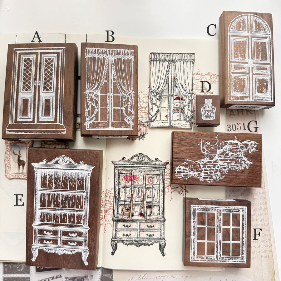 Journal pages rubber stamps - Vintage Room Collection