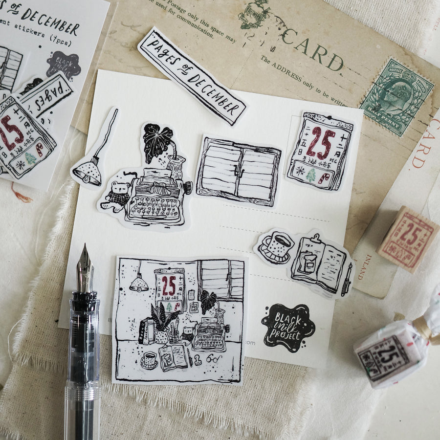 Black Milk Project Pages in December transparent sticker pack (7pcs)