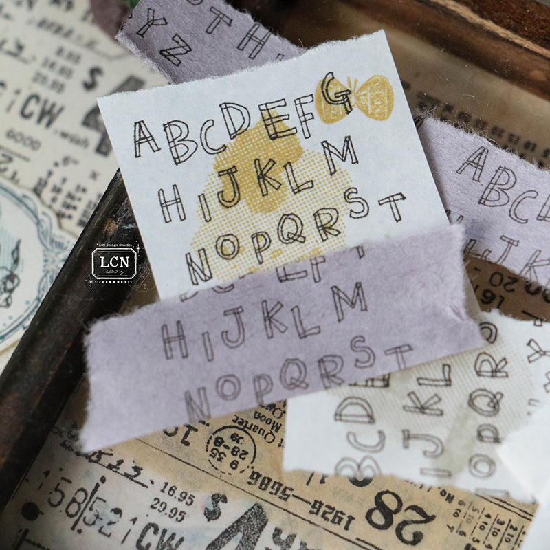 LCN Hand Draw alphabets solid wood handle rubber stamp