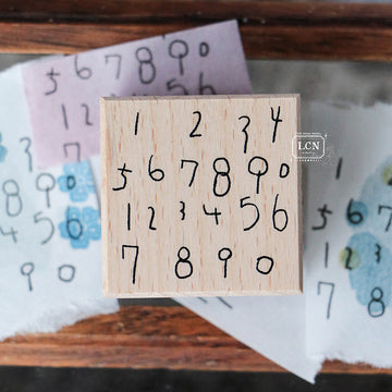 LCN Hand Draw numbers solid wood handle rubber stamp