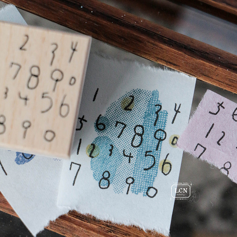 LCN Hand Draw numbers solid wood handle rubber stamp