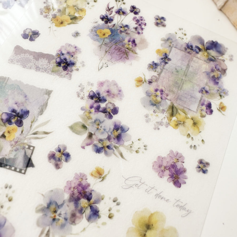 Journal Pages purple bloom print on sticker