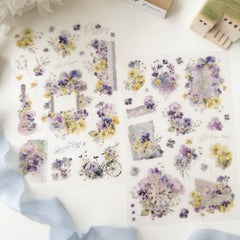 Journal Pages purple bloom print on sticker