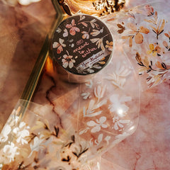 Meow Illustration "meant to wither" Washi Tape/ glossy pet tape with rose gold