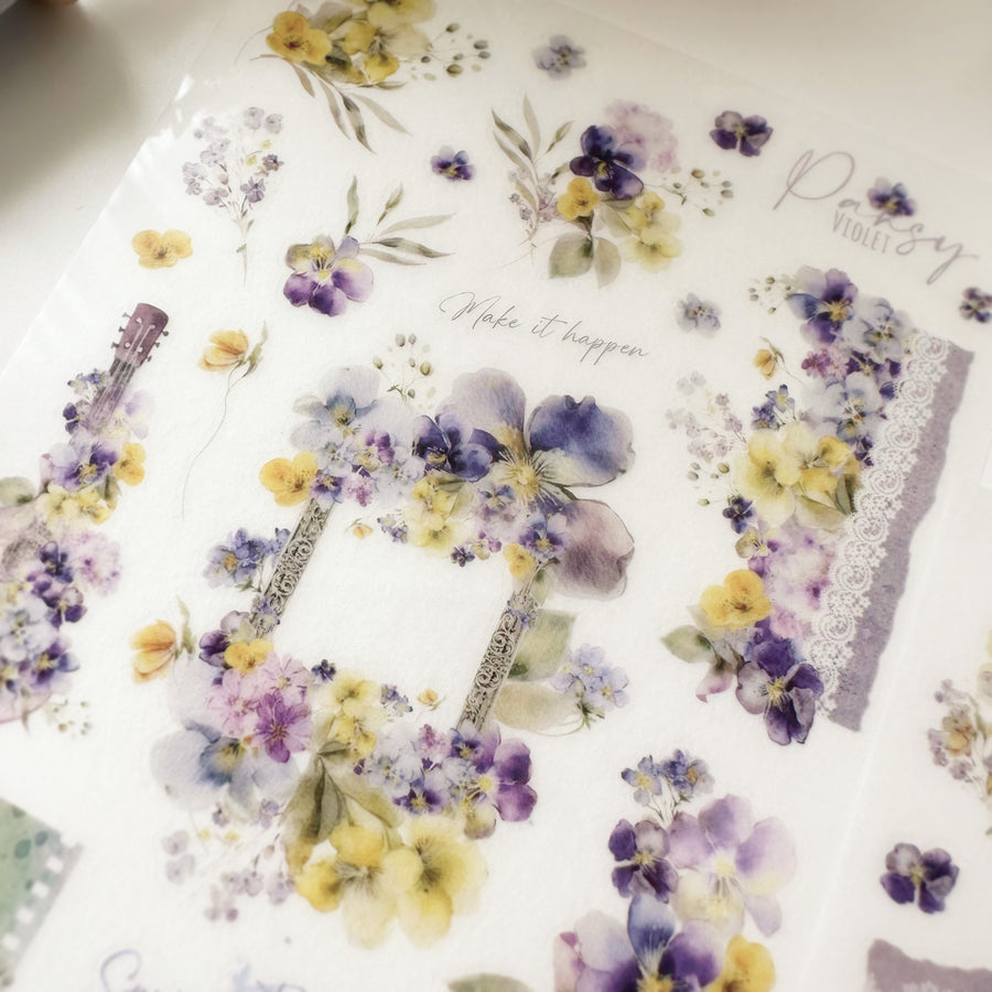 Journal Pages purple bloom print on sticker