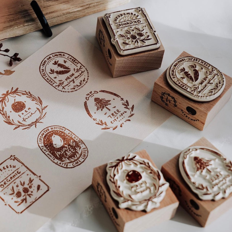 Meow Illustration “Farm Fresh” rubber Stamp set (set of 6)