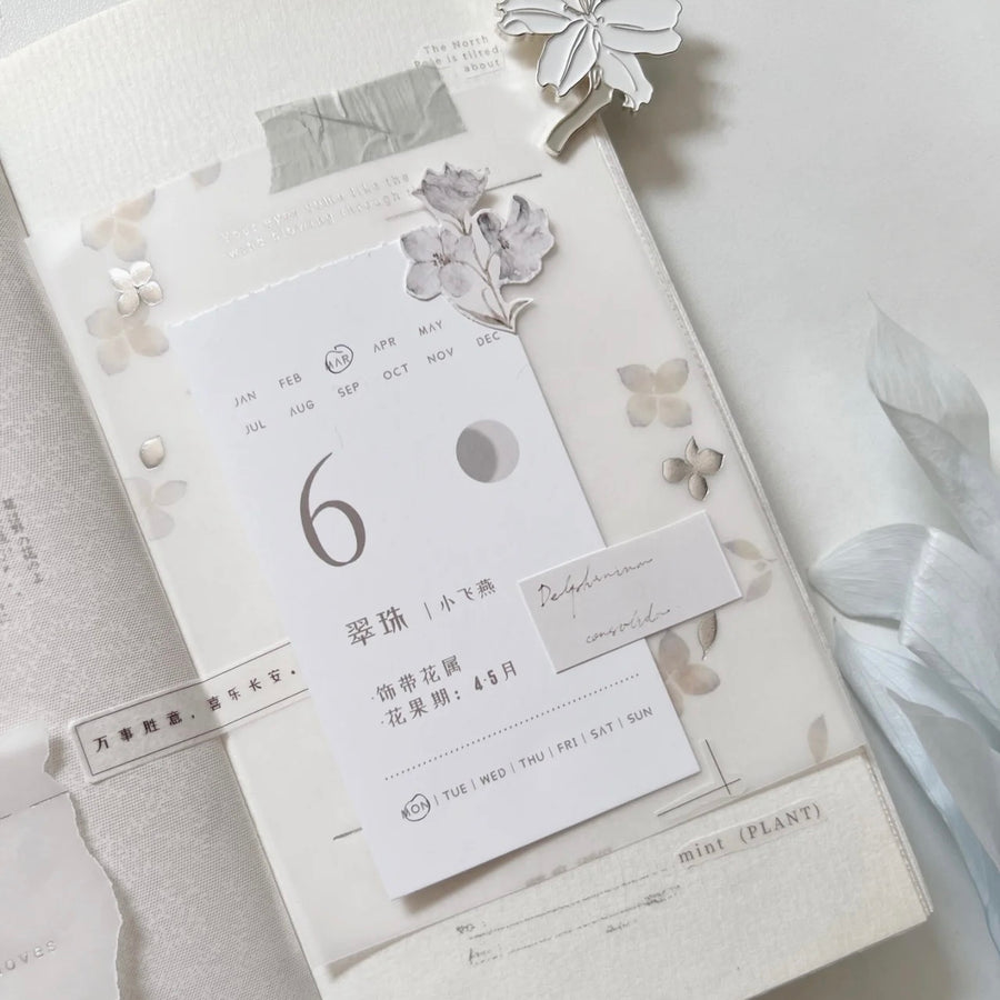 Freckles Tea Vol.3 pure white botanical calendar (undated, 31 perforated sheets)
