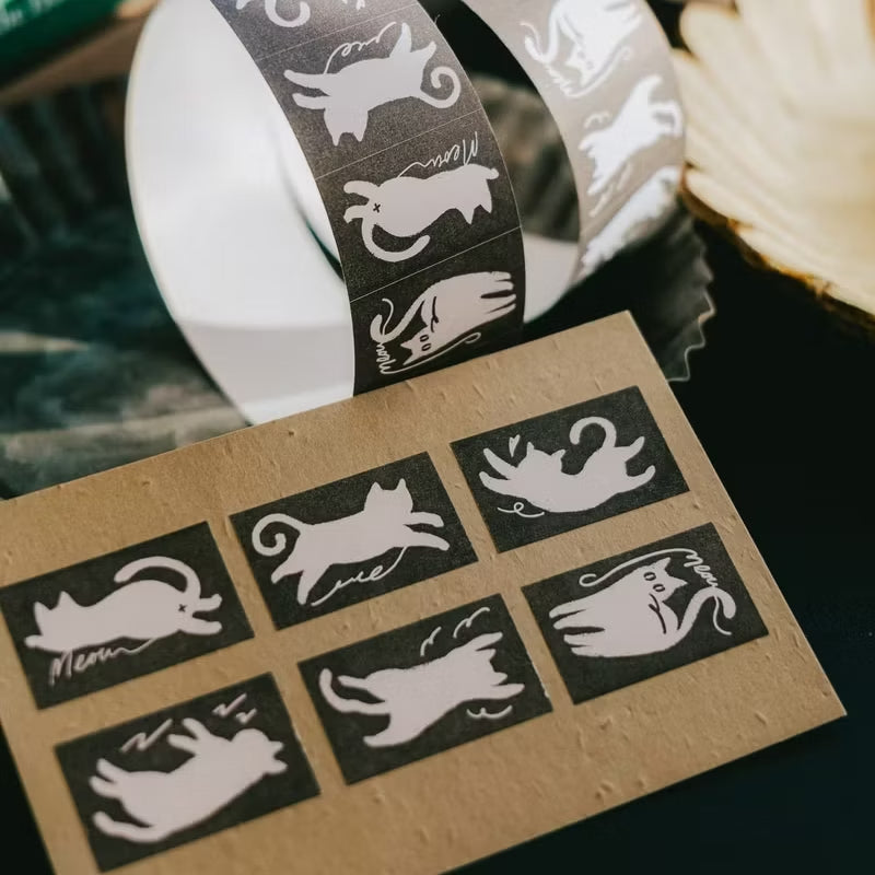 Meow Illustration label sticker roll - Meow
