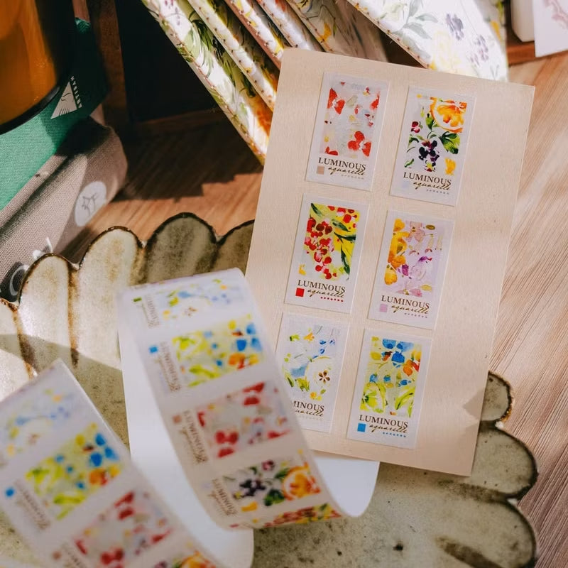 Meow Illustration label sticker roll - Luminous
