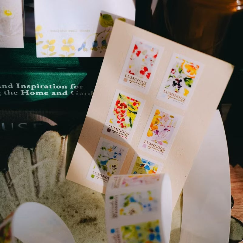 Meow Illustration label sticker roll - Luminous