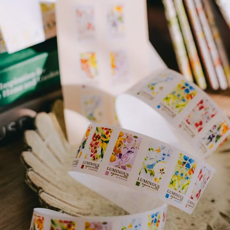 Meow Illustration label sticker roll - Luminous
