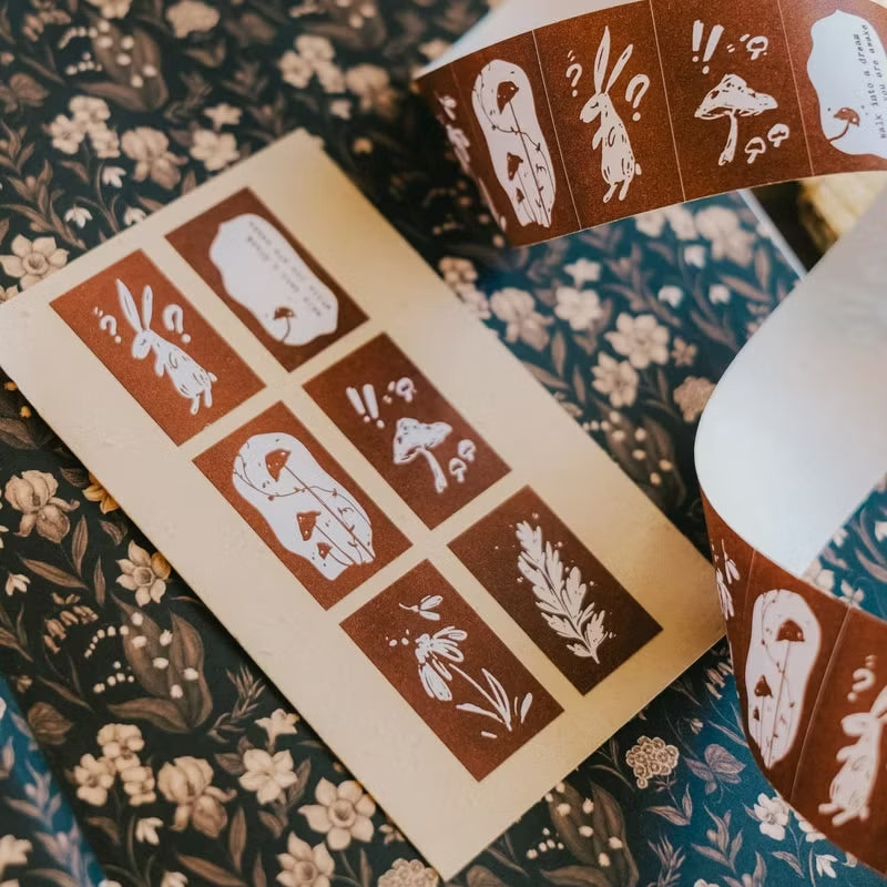 Meow Illustration label sticker roll - Rabbit