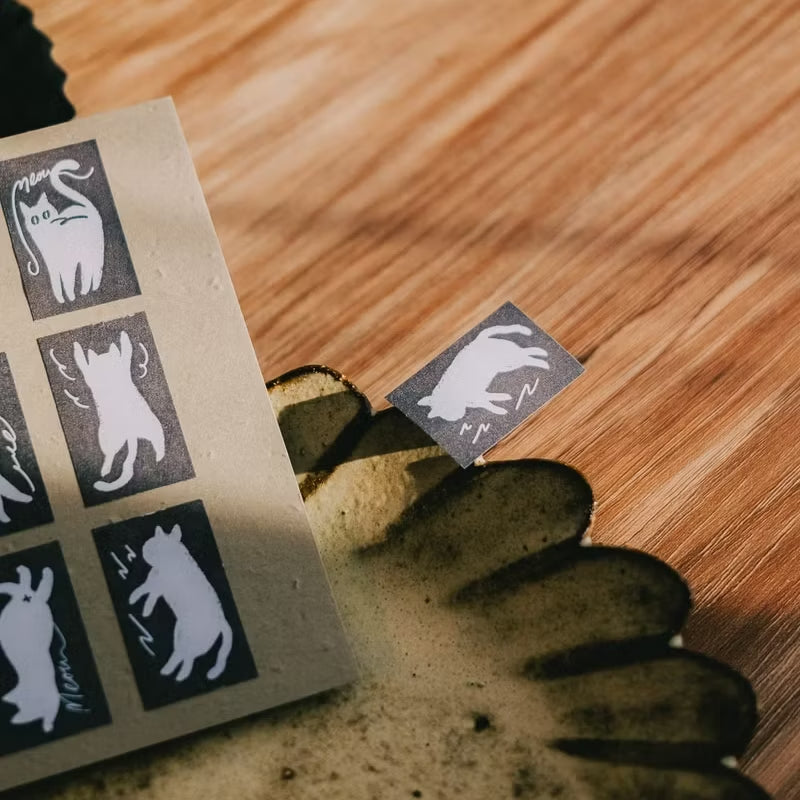 Meow Illustration label sticker roll - Meow