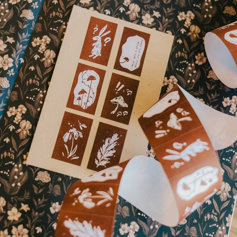 Meow Illustration label sticker roll - Rabbit