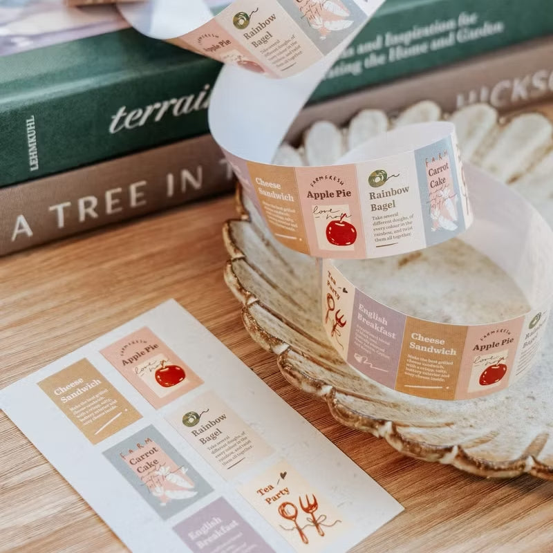 Meow Illustration label sticker roll - Teatime