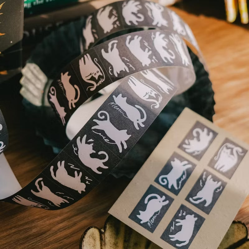 Meow Illustration label sticker roll - Meow
