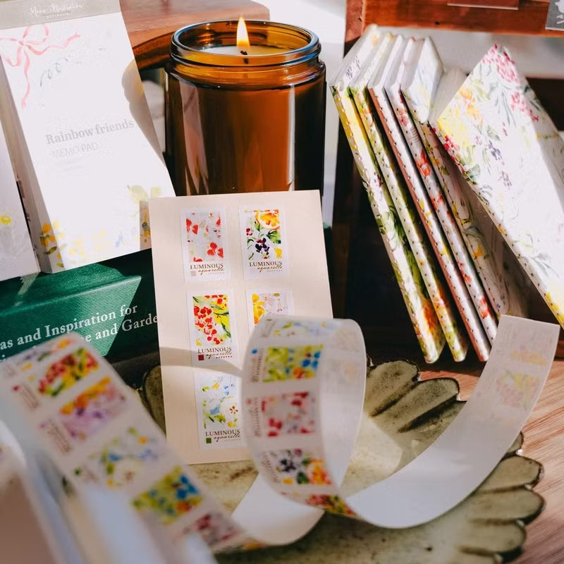 Meow Illustration label sticker roll - Luminous