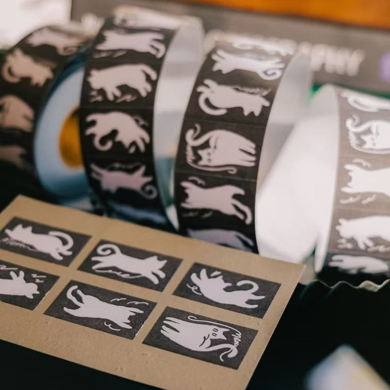 Meow Illustration label sticker roll - Meow
