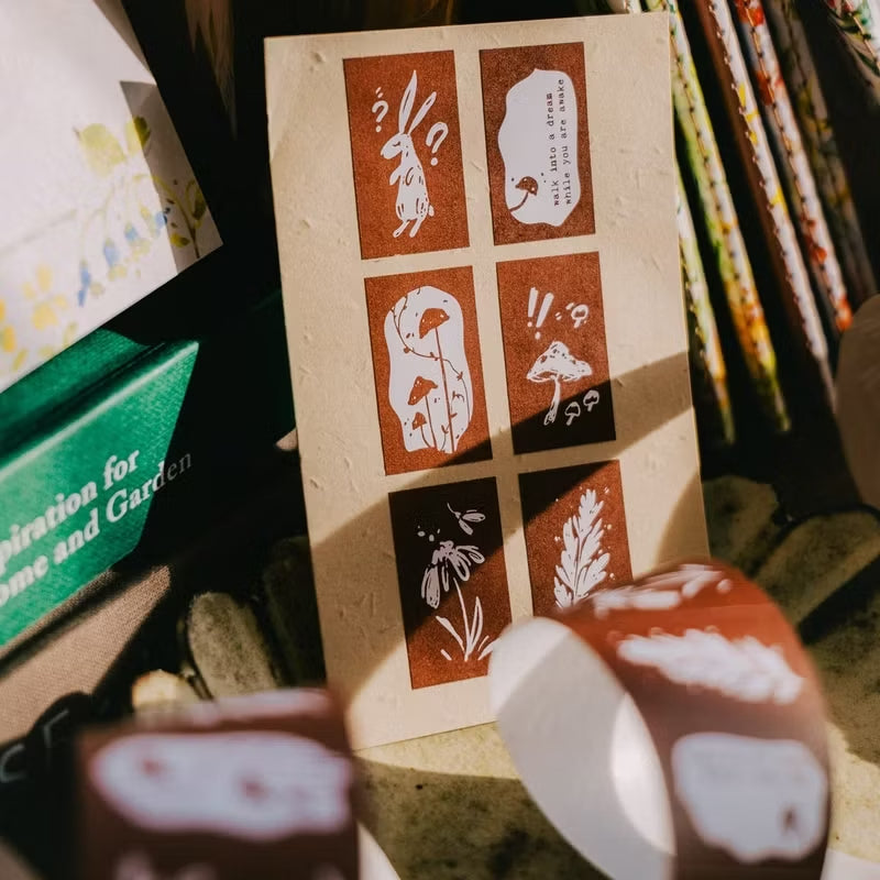 Meow Illustration label sticker roll - Rabbit